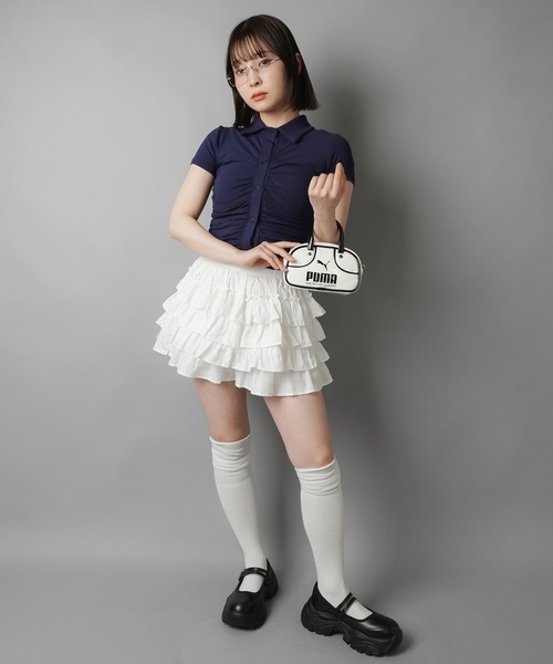 SPINNS(スピンズ)の「フリルティアードショートパンツ(その他パンツ・レディース・ホワイト/ブラック・ONESIZE)」の16枚目の写真