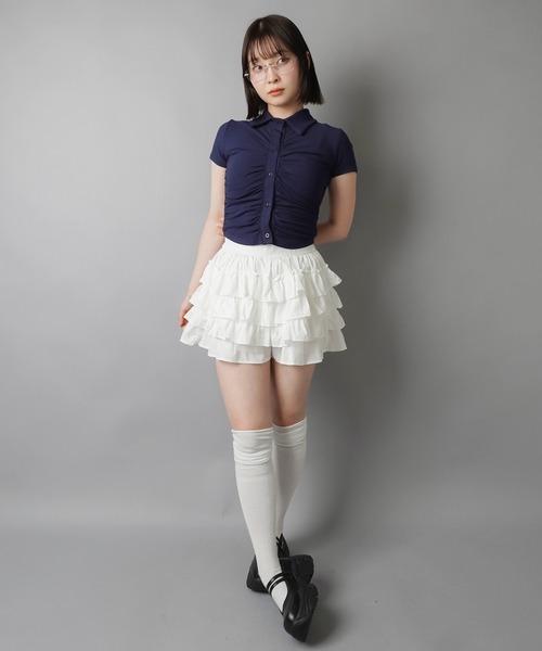 SPINNS(スピンズ)の「フリルティアードショートパンツ(その他パンツ・レディース・ホワイト/ブラック・ONESIZE)」の14枚目の写真
