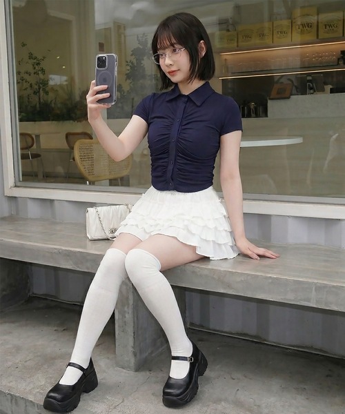 SPINNS(スピンズ)の「フリルティアードショートパンツ(その他パンツ・レディース・ホワイト/ブラック・ONESIZE)」の21枚目の写真
