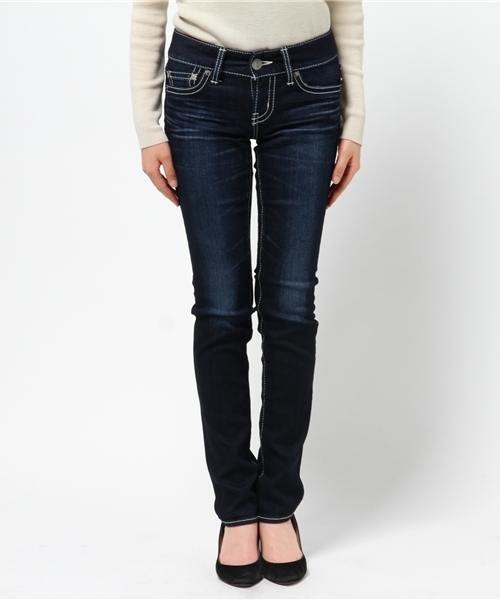 MOUSSY(マウジー)の「NYLON fit Straight Slim(デニムパンツ・レディース・ブルー/ダークブルー・26inch/27inch/24inch/23inch/25inch)」の3枚目の写真