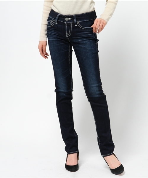 MOUSSY(マウジー)の「NYLON fit Straight Slim(デニムパンツ・レディース・ブルー/ダークブルー・26inch/27inch/24inch/23inch/25inch)」の8枚目の写真