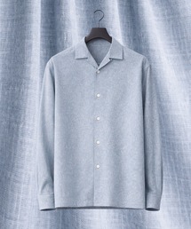 【残りわずか】ツイードカラーロングスリーブシャツ　｜リネン混/接触冷感/軽量/春服/ドライタッチ