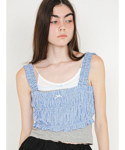 SORIN(ソリン )の「Shirring Bustier/シャーリング ビスチェ(その他トップス・レディース・サックスブルー/ダークネイビー/ホワイト・38)」の4枚目の写真