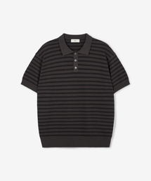 TNGT（ティーエヌジーティー）の「Striped Polo Washable Knit (Greyish Brown) TNSW6E202W2（ニット/セーター）」
