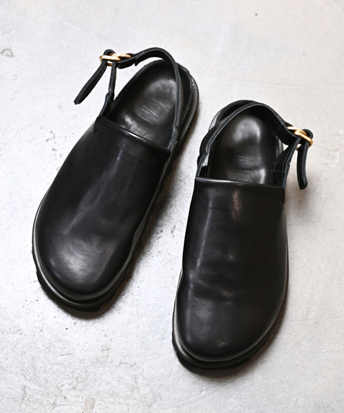 EARLE(アール)の「EARLE アール / Coverd footbed sandals キップレザーフットベッドサンダル / ER4303(サンダル・メンズ・ブラック・41/42)」の1枚目の写真