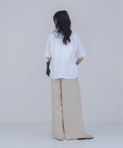 Eimee Law(エイミーロウ)の「箔プリント メッシュコンビネーションTシャツ(Tシャツ/カットソー・レディース・オフホワイト/ベージュ/ブラック・FREE)」の6枚目の写真