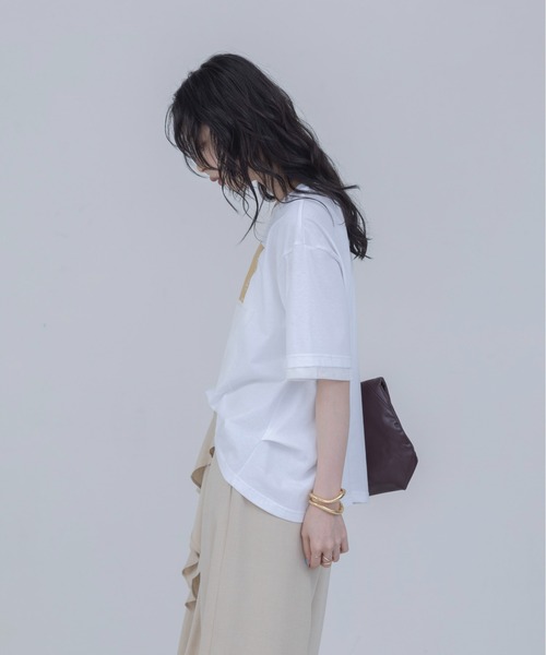 Eimee Law(エイミーロウ)の「箔プリント メッシュコンビネーションTシャツ(Tシャツ/カットソー・レディース・オフホワイト/ベージュ/ブラック・FREE)」の8枚目の写真