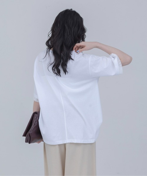 Eimee Law(エイミーロウ)の「箔プリント メッシュコンビネーションTシャツ(Tシャツ/カットソー・レディース・オフホワイト/ベージュ/ブラック・FREE)」の10枚目の写真