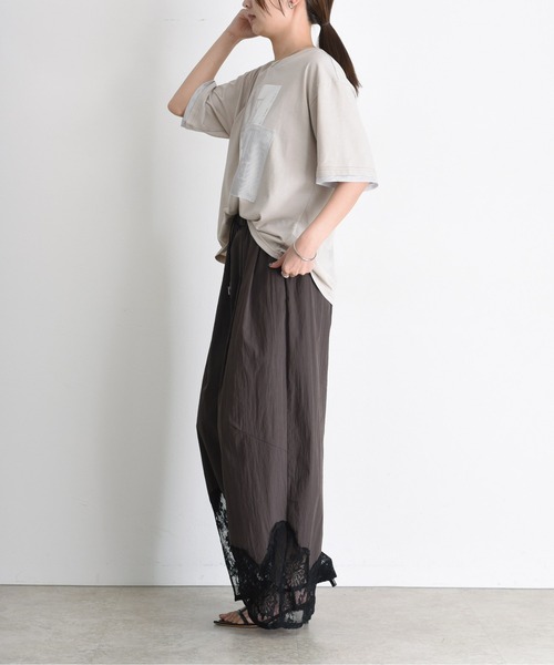 Eimee Law(エイミーロウ)の「箔プリント メッシュコンビネーションTシャツ(Tシャツ/カットソー・レディース・オフホワイト/ベージュ/ブラック・FREE)」の14枚目の写真