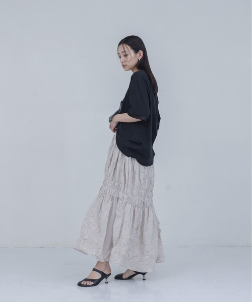 Eimee Law(エイミーロウ)の「箔プリント メッシュコンビネーションTシャツ(Tシャツ/カットソー・レディース・オフホワイト/ベージュ/ブラック・FREE)」の22枚目の写真