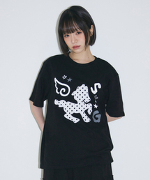 ドットポニーアップリケTシャツ[ブラック]