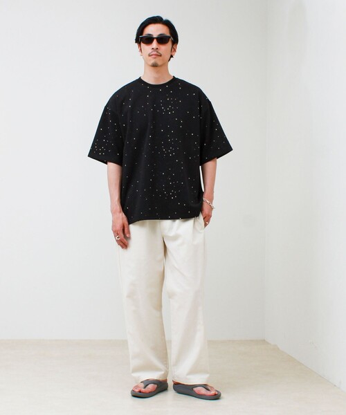 GLOSTER（グロスター）の「星穴ネップボンディング クルーネックTシャツ（Tシャツ/カットソー・メンズ・ブラック/ネイビー/オフホワイト・M/L）」の14枚目の写真