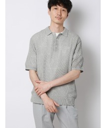 FLAT（フラット）の「FLAT／シアーサマーニットポロ／半袖／ウォッシャブル／ペーパーニット／無地（ポロシャツ）」