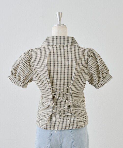 continuer de NICE CLAUP(コンティニューデナイスクラップ)の「【@_puni.moe企画】全方位可愛い後ろレースUPギャザーブラウス(シャツ/ブラウス・レディース・ブラック系その他/ドット/ベージュ系その他/ブルー系その他/ブラウン系その他・FREE)」の11枚目の写真