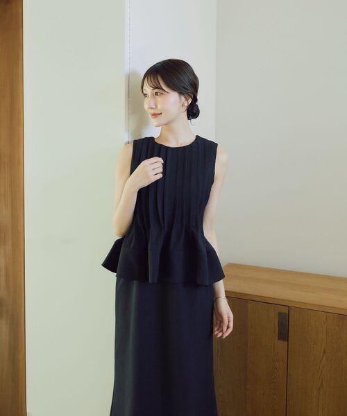 cle blatt(クレブラット)の「ペプラムレイヤードワンピース(ワンピース・レディース・ブラック/オフホワイト・MEDIUM)」の18枚目の写真