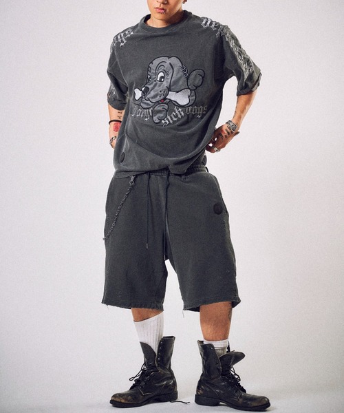 GALFY（ガルフィー）の「【GALFY】病みに還りしTシャツ / 【ガルフィー】ロゴダメージ半袖Tシャツ（Tシャツ/カットソー・メンズ・チャコール/ライトグレー/ホワイト・L/XL）」の8枚目の写真