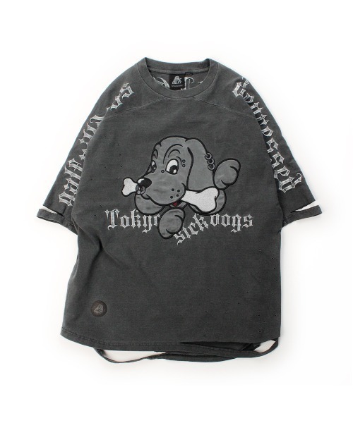 GALFY（ガルフィー）の「【GALFY】病みに還りしTシャツ / 【ガルフィー】ロゴダメージ半袖Tシャツ（Tシャツ/カットソー・メンズ・チャコール/ライトグレー/ホワイト・L/XL）」の10枚目の写真