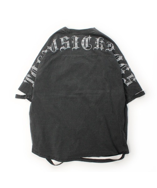 GALFY（ガルフィー）の「【GALFY】病みに還りしTシャツ / 【ガルフィー】ロゴダメージ半袖Tシャツ（Tシャツ/カットソー・メンズ・チャコール/ライトグレー/ホワイト・L/XL）」の4枚目の写真