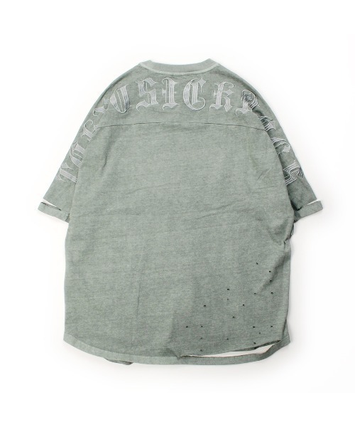 GALFY（ガルフィー）の「【GALFY】病みに還りしTシャツ / 【ガルフィー】ロゴダメージ半袖Tシャツ（Tシャツ/カットソー・メンズ・チャコール/ライトグレー/ホワイト・L/XL）」の12枚目の写真