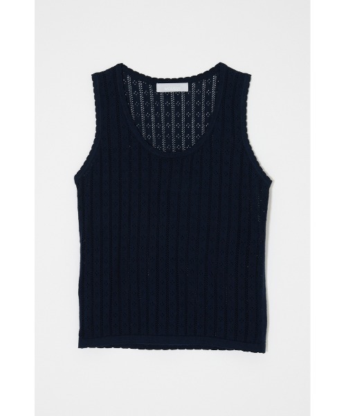 MOUSSY(マウジー)の「【セットアップ対応】EYELET KNIT タンクトップ(タンクトップ・レディース・ネイビー/イエロー/アイボリー・FREE)」の1枚目の写真