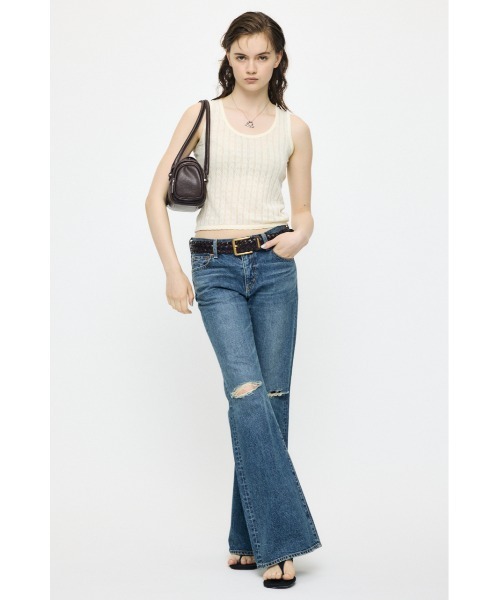 MOUSSY(マウジー)の「【セットアップ対応】EYELET KNIT タンクトップ(タンクトップ・レディース・ネイビー/イエロー/アイボリー・FREE)」の5枚目の写真