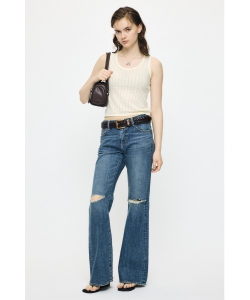 MOUSSY(マウジー)の「【セットアップ対応】EYELET KNIT タンクトップ(タンクトップ・レディース・ネイビー/イエロー/アイボリー・FREE)」の6枚目の写真