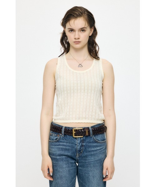 MOUSSY(マウジー)の「【セットアップ対応】EYELET KNIT タンクトップ(タンクトップ・レディース・ネイビー/イエロー/アイボリー・FREE)」の9枚目の写真