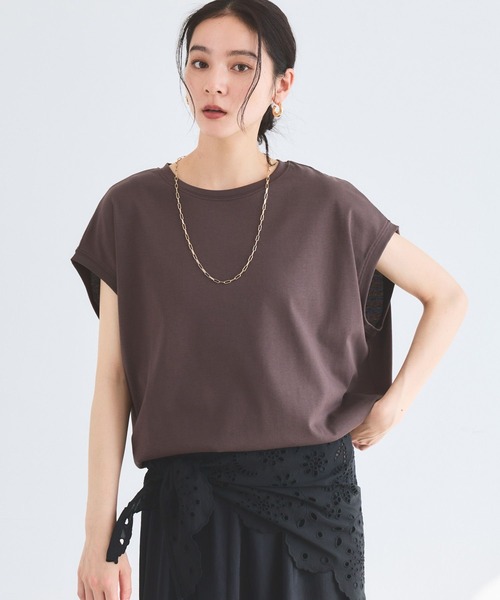 BARNYARDSTORM(バンヤードストーム)の「BARNYARDSTORM / GIZAコットンフレンチTシャツ【汗ジミ軽減】(Tシャツ/カットソー・レディース・ライトブラウン/チャコールグレー/ホワイト/ベージュ・M/S)」の3枚目の写真