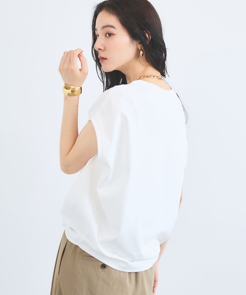 BARNYARDSTORM(バンヤードストーム)の「BARNYARDSTORM / GIZAコットンフレンチTシャツ【汗ジミ軽減】(Tシャツ/カットソー・レディース・ライトブラウン/チャコールグレー/ホワイト/ベージュ・M/S)」の9枚目の写真