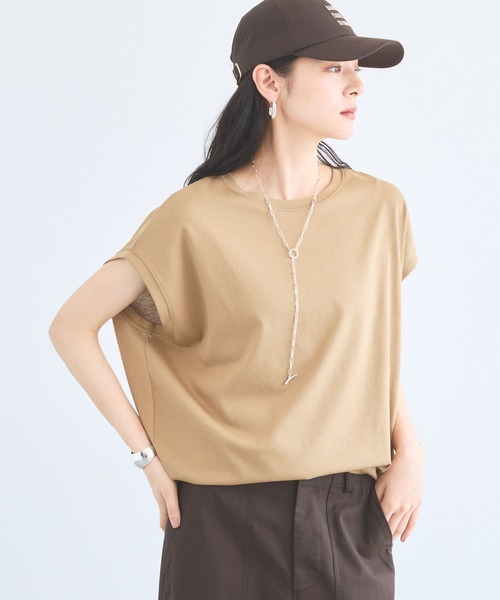 BARNYARDSTORM(バンヤードストーム)の「BARNYARDSTORM / GIZAコットンフレンチTシャツ【汗ジミ軽減】(Tシャツ/カットソー・レディース・ライトブラウン/チャコールグレー/ホワイト/ベージュ・M/S)」の21枚目の写真
