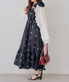 Lame chiffon ribbon slit onepiece(eme11087)（ワンピース）｜M me