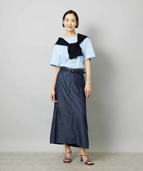 MICHEL KLEIN(ミッシェル・クラン)の「ホールガーメント®シアークルーネックカーディガン(その他アウター・レディース・ブルー/ブラック・38/40)」の14枚目の写真