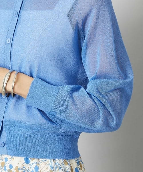 MICHEL KLEIN(ミッシェル・クラン)の「ホールガーメント®シアークルーネックカーディガン(その他アウター・レディース・ブルー/ブラック・38/40)」の16枚目の写真