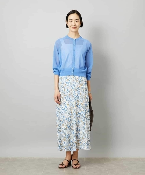 MICHEL KLEIN(ミッシェル・クラン)の「ホールガーメント®シアークルーネックカーディガン(その他アウター・レディース・ブルー/ブラック・38/40)」の17枚目の写真