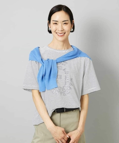 MICHEL KLEIN(ミッシェル・クラン)の「ホールガーメント®シアークルーネックカーディガン(その他アウター・レディース・ブルー/ブラック・38/40)」の19枚目の写真