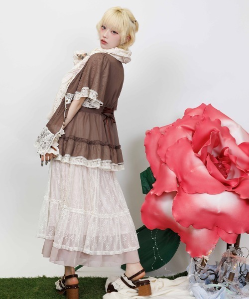 myu:loret(ミュウロレット)の「ミドル丈楊柳シフォンガウン(カーディガン/ボレロ・レディース・キナリ/ブラウン・FREE)」の10枚目の写真