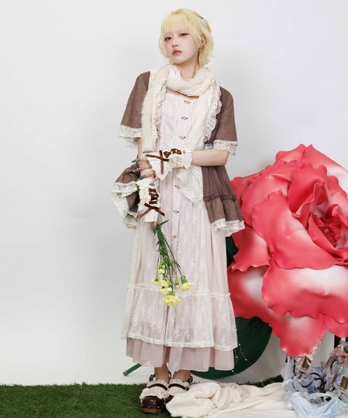 myu:loret(ミュウロレット)の「ミドル丈楊柳シフォンガウン(カーディガン/ボレロ・レディース・キナリ/ブラウン・FREE)」の11枚目の写真