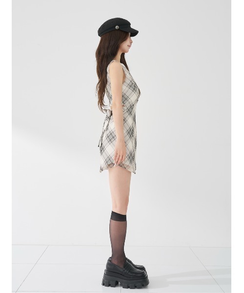 Darich（ダーリッチ）の「バックオープンシアーチェックミニワンピース（ワンピース・レディース・グレー/サックスブルー/ライラック・FREE/FL）」の17枚目の写真