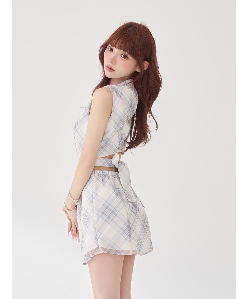 Darich（ダーリッチ）の「バックオープンシアーチェックミニワンピース（ワンピース・レディース・グレー/サックスブルー/ライラック・FREE/FL）」の19枚目の写真