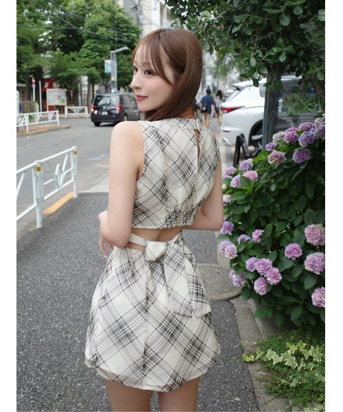 Darich（ダーリッチ）の「バックオープンシアーチェックミニワンピース（ワンピース・レディース・グレー/サックスブルー/ライラック・FREE/FL）」の5枚目の写真