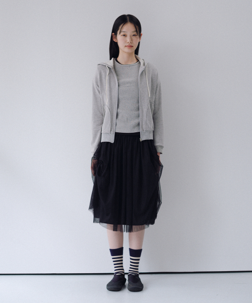 OHESHIO（オヘシオ）の「SHEER DRAPE BANDING SKIRT, BLACK（スカート・レディース・その他・FREE）」の2枚目の写真