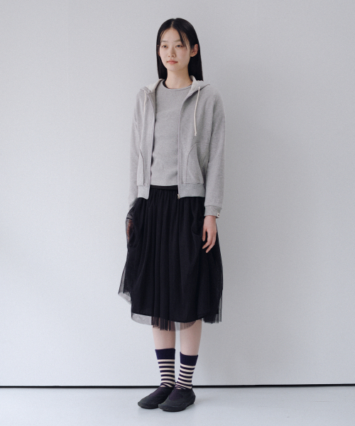 OHESHIO（オヘシオ）の「SHEER DRAPE BANDING SKIRT, BLACK（スカート・レディース・その他・FREE）」の3枚目の写真