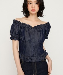 round collar flower tunic / ラウンドカラーフラワーチュニック