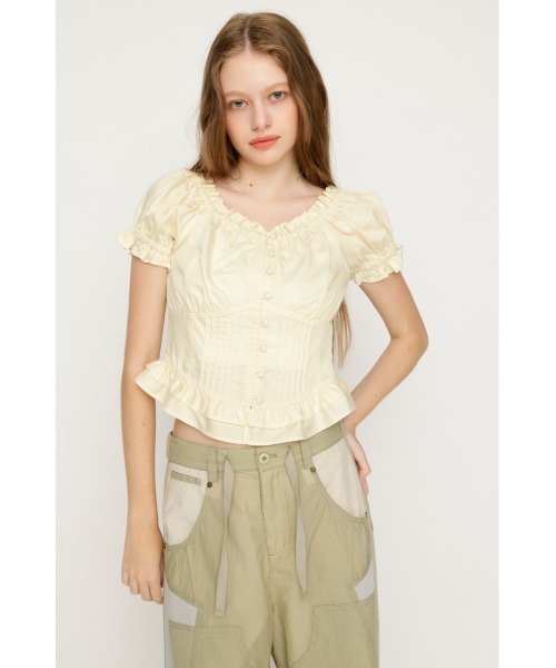 SLY(スライ)の「PUFF SLEEVES WOVEN TOPS パフスリーブスウーブントップス 夏服 秋服(シャツ/ブラウス・レディース・ライトブルー/ブラック/ブルー/アイボリー・FREE)」の12枚目の写真