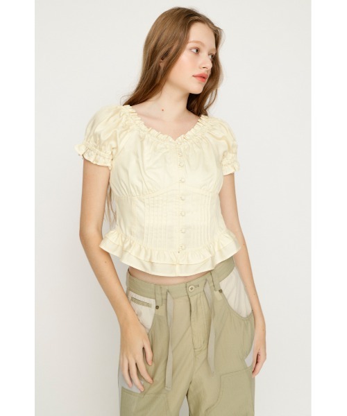 SLY(スライ)の「PUFF SLEEVES WOVEN TOPS パフスリーブスウーブントップス 夏服 秋服(シャツ/ブラウス・レディース・ライトブルー/ブラック/ブルー/アイボリー・FREE)」の13枚目の写真