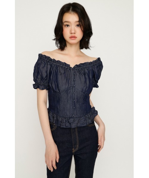 SLY(スライ)の「PUFF SLEEVES WOVEN TOPS パフスリーブスウーブントップス 夏服 秋服(シャツ/ブラウス・レディース・ライトブルー/ブラック/ブルー/アイボリー・FREE)」の10枚目の写真