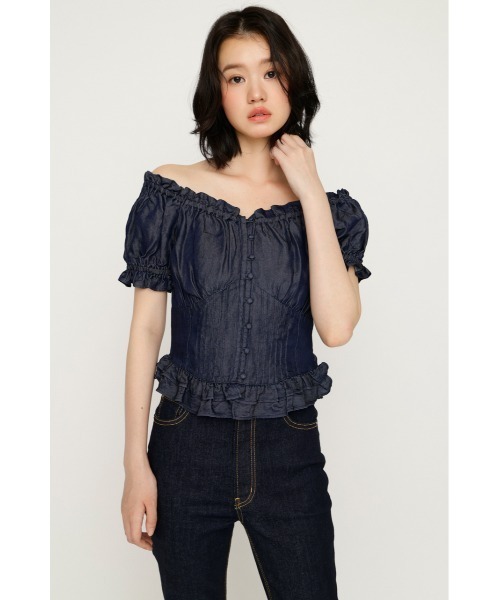 SLY(スライ)の「PUFF SLEEVES WOVEN TOPS パフスリーブスウーブントップス 夏服 秋服(シャツ/ブラウス・レディース・ライトブルー/ブラック/ブルー/アイボリー・FREE)」の5枚目の写真