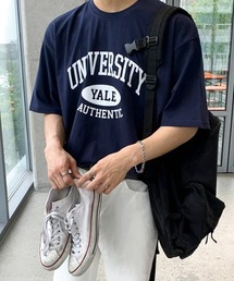 NOWLE | 【NOWLE】アーチカレッジロゴ 半袖Tシャツ / レトロアメカジ オーバルグラフィック クラシックトップス(Tシャツ/カットソー)