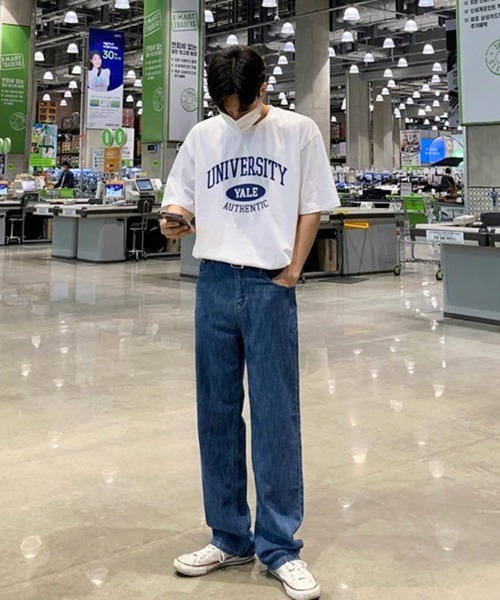 NOWLE(ノウル)の「【NOWLE】アーチカレッジロゴ 半袖Tシャツ / レトロアメカジ オーバルグラフィック クラシックトップス(Tシャツ/カットソー・メンズ・ホワイト/ネイビー・MEDIUM/LARGE/X-LARGE)」の7枚目の写真