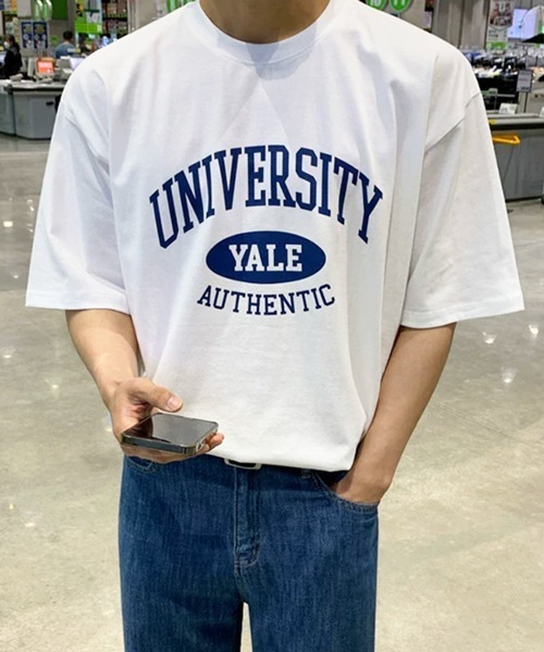 NOWLE(ノウル)の「【NOWLE】アーチカレッジロゴ 半袖Tシャツ / レトロアメカジ オーバルグラフィック クラシックトップス(Tシャツ/カットソー・メンズ・ホワイト/ネイビー・MEDIUM/LARGE/X-LARGE)」の11枚目の写真